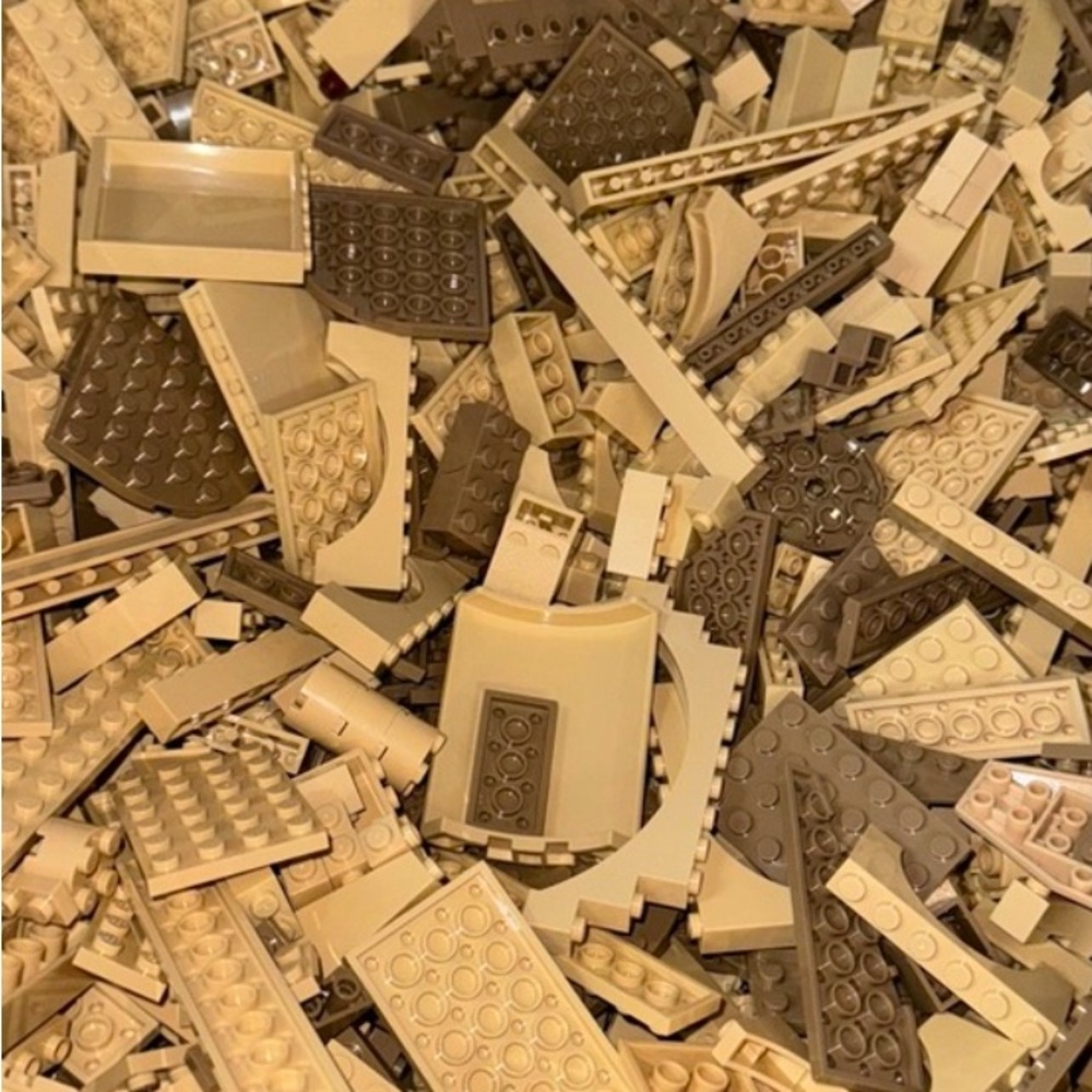 2lbs - Genuine LEGO Bulk Tan & Dark Tan Blend Random Bricks Pieces Plate Lot!